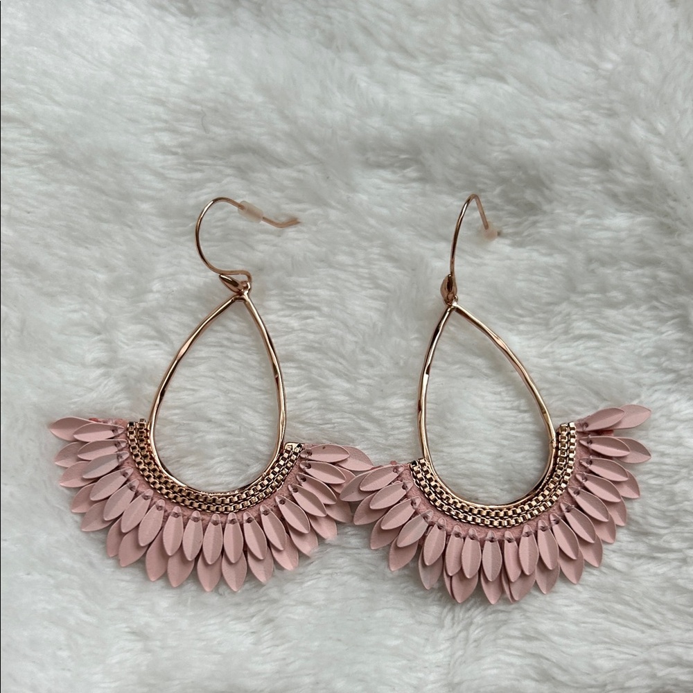 Stella & Dot Pink Petal Hoop Earrings